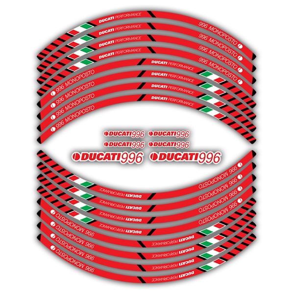 Adesivi per Auto e Moto: Kit adesivo ruote Strisce Ducati 996 Monoposto