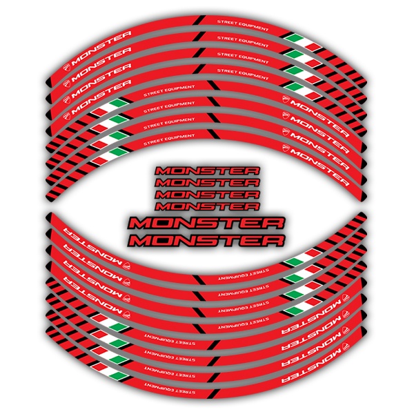 Adesivi per Auto e Moto: Kit adesivo ruote Strisce Ducati Monster