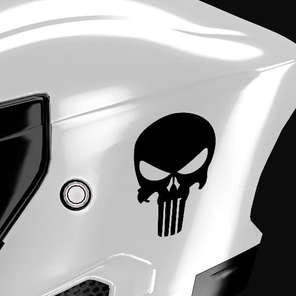 Adesivi per Auto e Moto: Punisher con Calavera Estilizzata e Linee Vertical