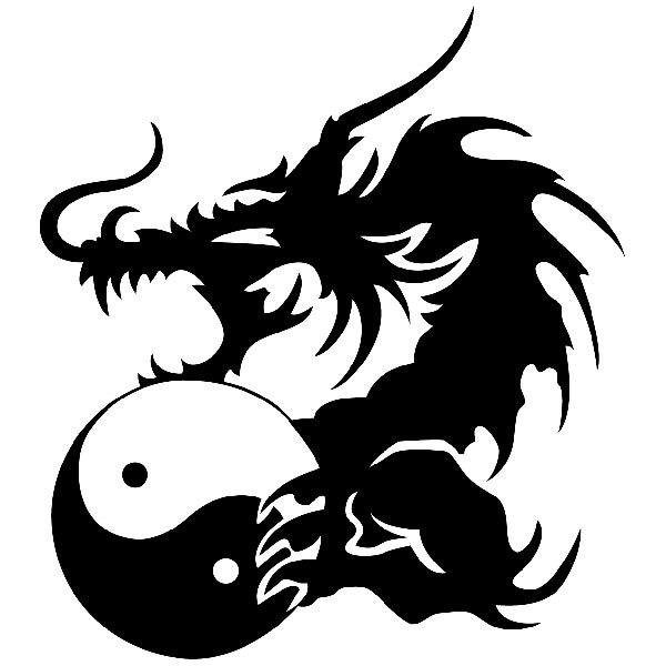 INDIGOS UG Adesivo Auto Drago Yin Yang 60x60 Cm - Pellicola Metallizzata Grafite Per Vetro O Carrozzeria
