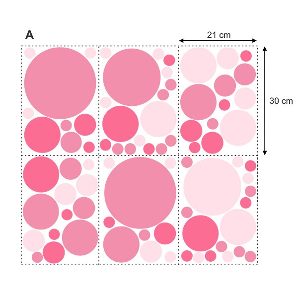 Adesivi Murali: Set Cerchi di Sfumature Rosa