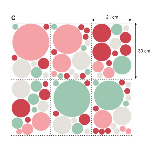 Adesivi Murali: Set Cerchi di Sfumature Rosa