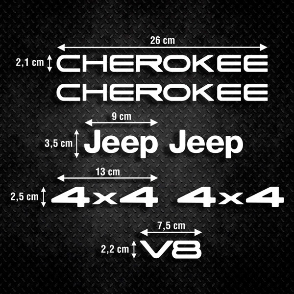 Adesivi per Auto e Moto: Set 7X Cherokee Jeep