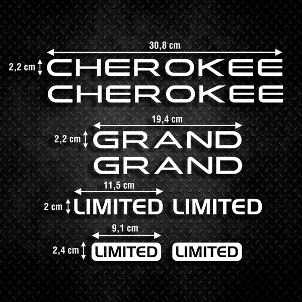 Adesivi per Auto e Moto: Set 8X Cherokee Grand Limited