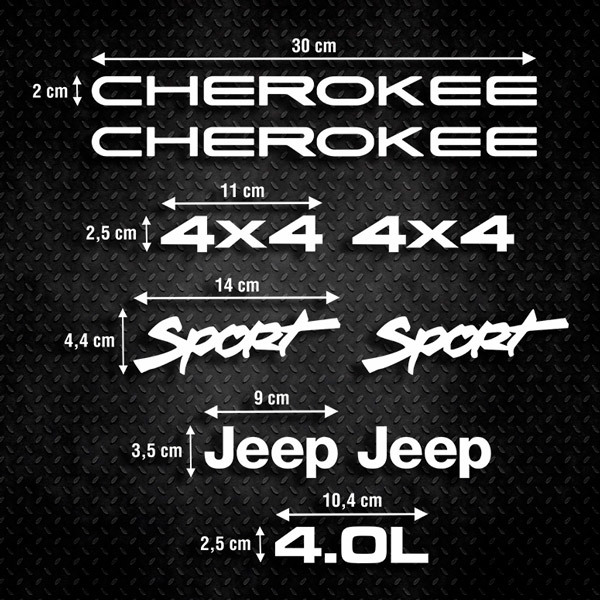 Adesivi per Auto e Moto: Set 9X Cherokee Sport Jeep