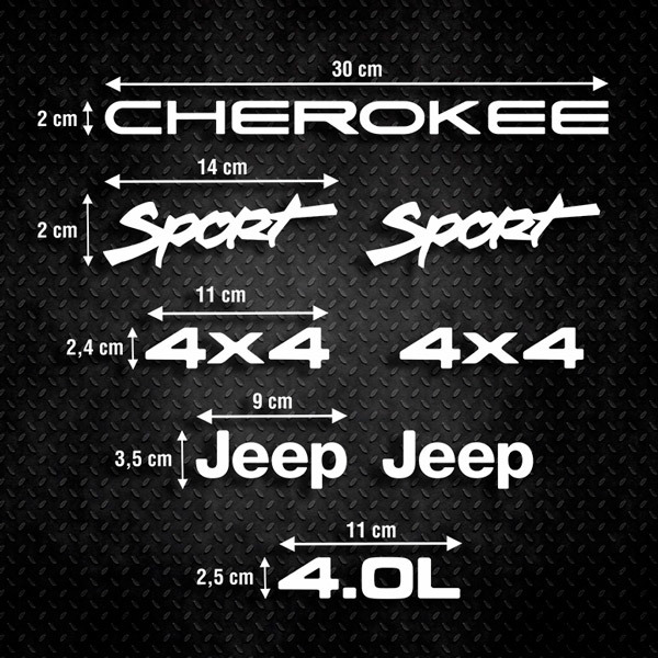 Adesivi per Auto e Moto: Set 8X Cherokee Sport 4.OL