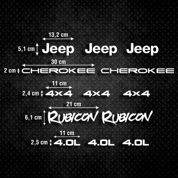 Adesivi per Auto e Moto: Set 13X Jeep Cherokee Rubicon