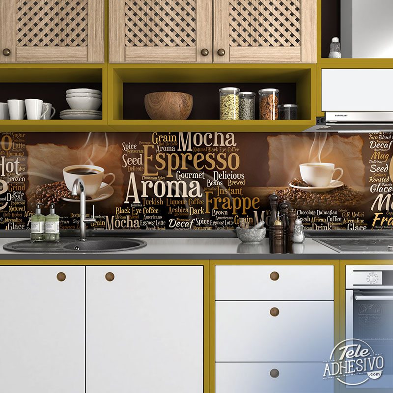 Fotomurali : Collage tipografico sul caffè