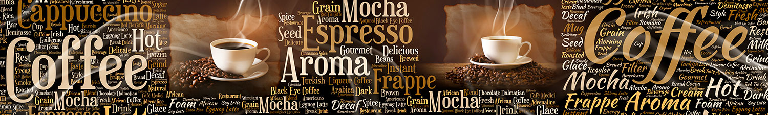 Fotomurali : Collage tipografico sul caff&egrave;