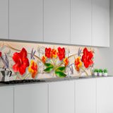 Fotomurali: Fiori di ibisco rossi con foglie verdi 2