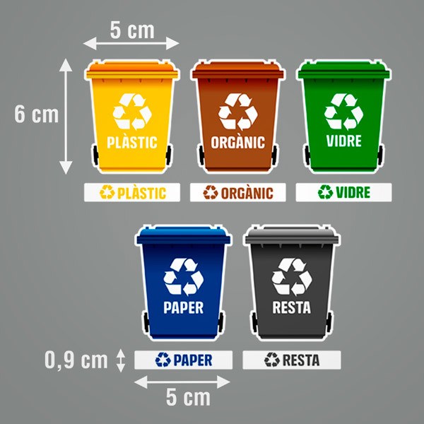 4 Adesivi Riciclaggio 90x90mm In Vinile Di Qualità - Per Bidoni, Porte, Finestre - Autoadesivi Resistenti