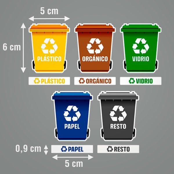 Adesivi per Auto e Moto: Set 5X adesivi per il riciclaggio in spagnolo