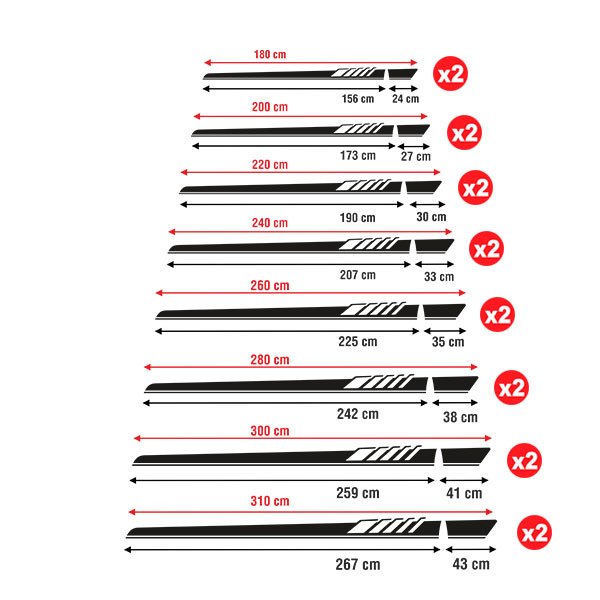 Adesivi per Auto e Moto: Fianchi in Vinile 2x Set Racing da Corsa