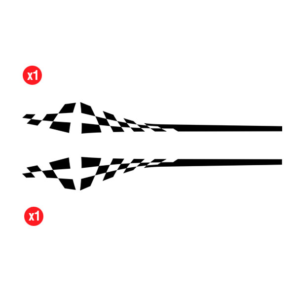 Adesivi per Auto e Moto: Fianchi in Vinile 2x Set Racing Bandiere Arrivo