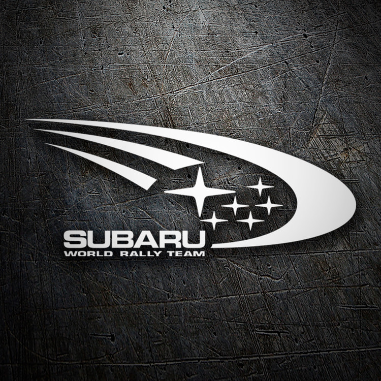 Adesivi per Auto e Moto: Rally Subaru con Emblema e Linee Dinamiche