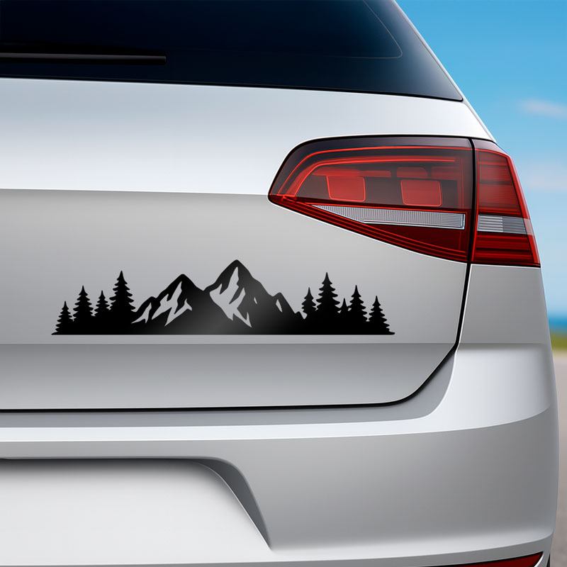 Adesivi per Auto e Moto: Silhouette Montagna e Foresta