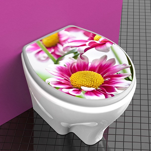 Adesivi Murali: Top wc fiori rosa