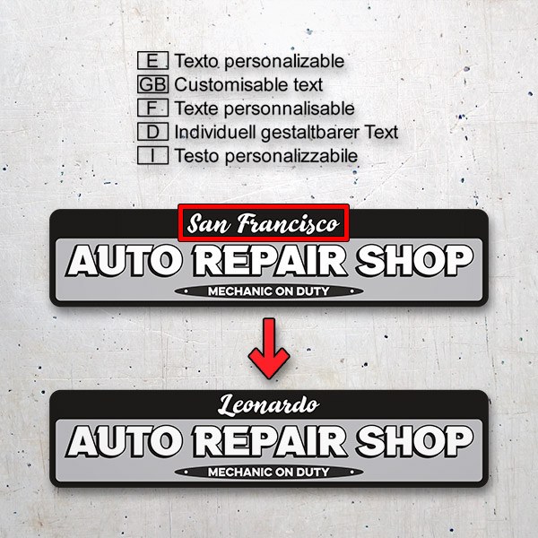 Adesivi Murali: Auto Repair Shop Personalizzato