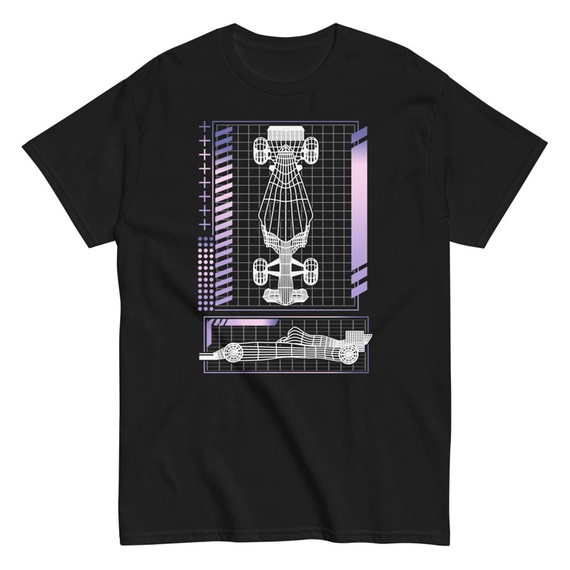 Magliette: Schema Tecnico di Auto di Formula 1