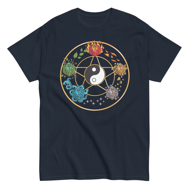 Magliette: Ying Yang Pentagramma RPG 5 Elementi