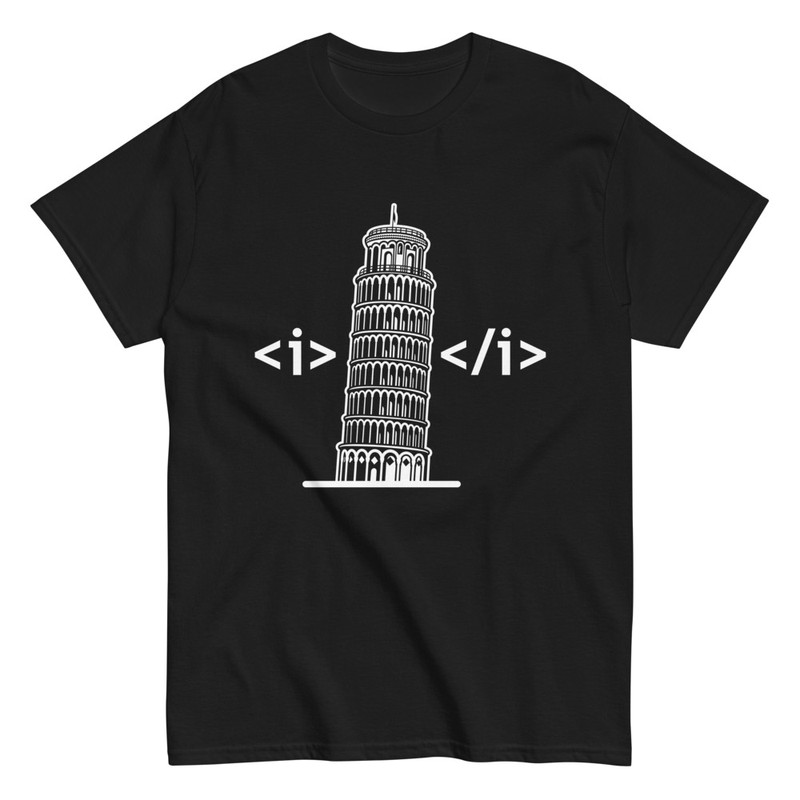 Magliette: Torre Pendente HTML Corsivo