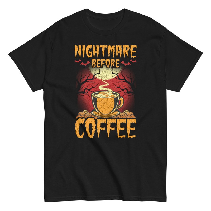 Maglietta Scena Horror Nightmare Before Coffee Halloween