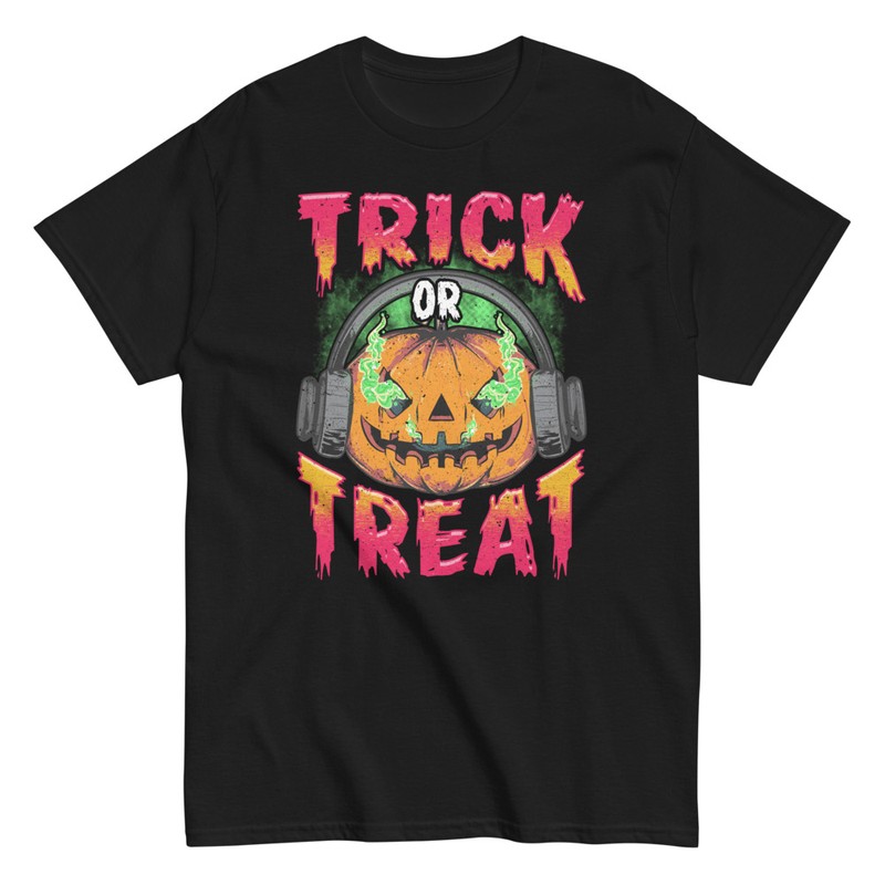 Magliette: Trick or Treat con Zucca e Cuffie