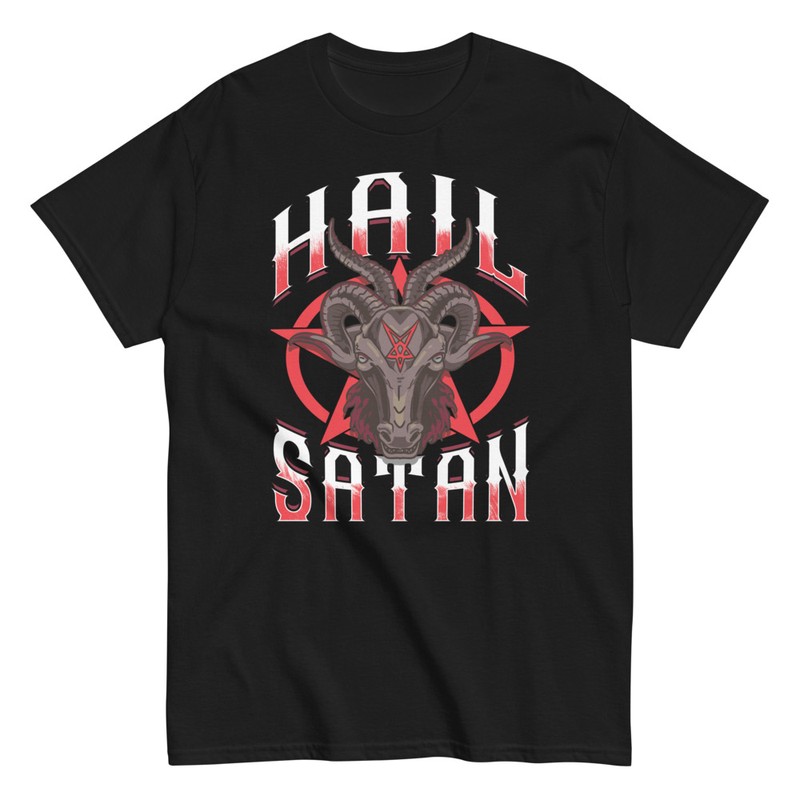 Magliette: Maglietta Hail Satan con baphomet
