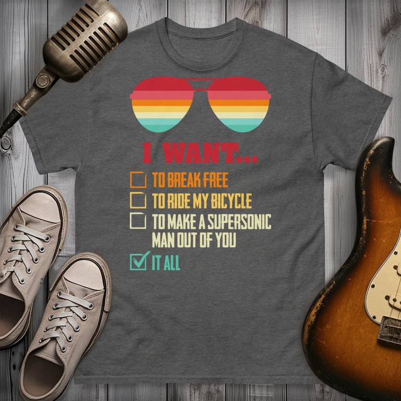 Magliette: Maglietta Rock Canzoni dei Queen 'I Want...'