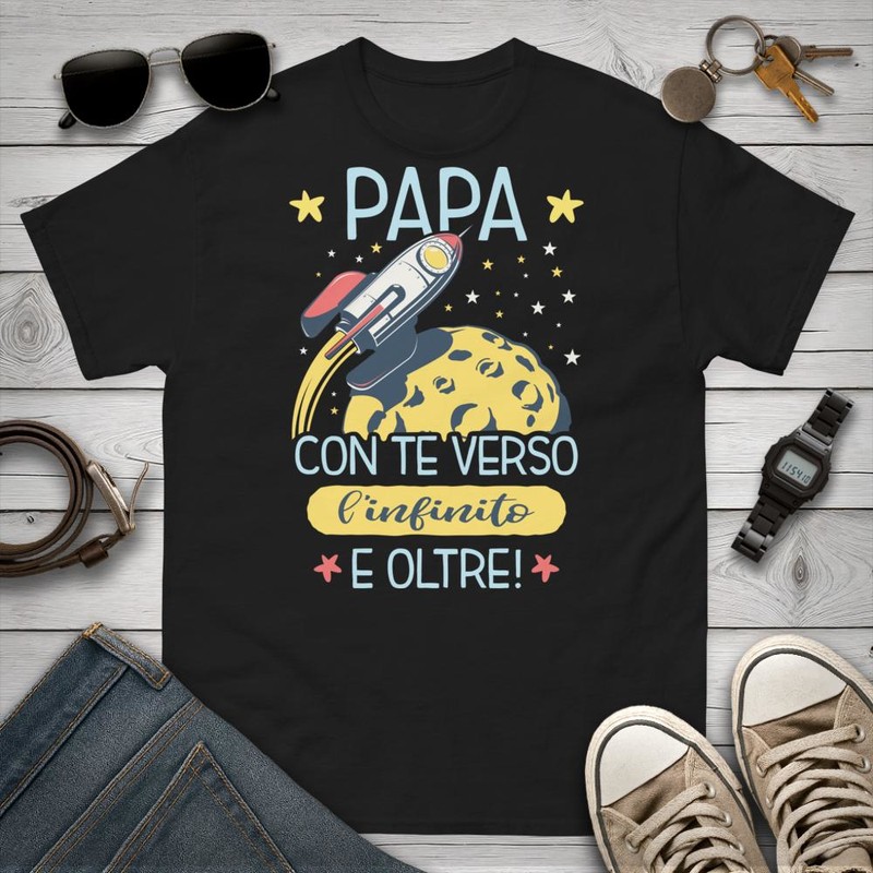 Magliette: Papà Verso L'Infinito Cohete Luna