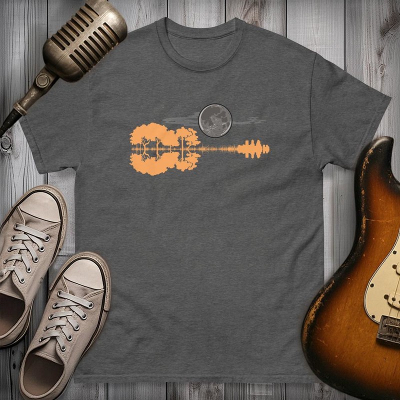 Magliette: Chitarra Paesaggio Luna Piena