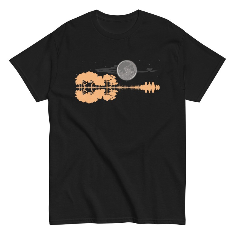 Magliette: Chitarra Paesaggio Luna Piena