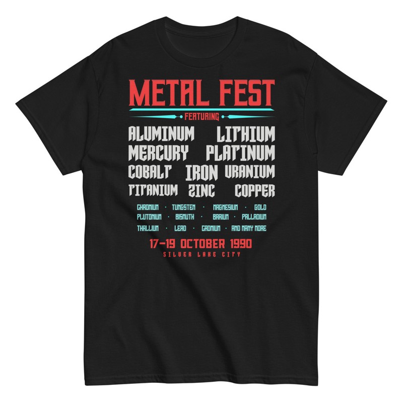 Magliette: Poster Concerto Heavy Metal Elementi Chimici