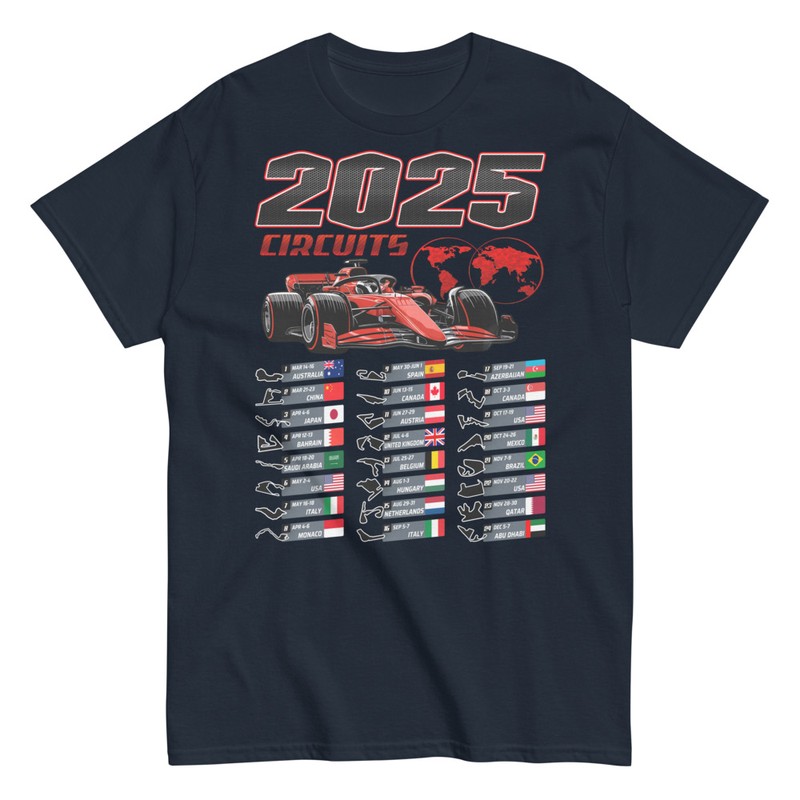 Magliette: Calendario GP F1 2025
