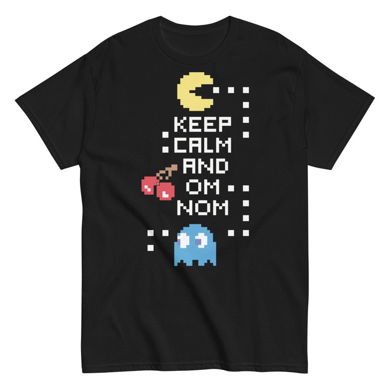 Magliette: Pixel Art Mantieni Calma Pac-Man