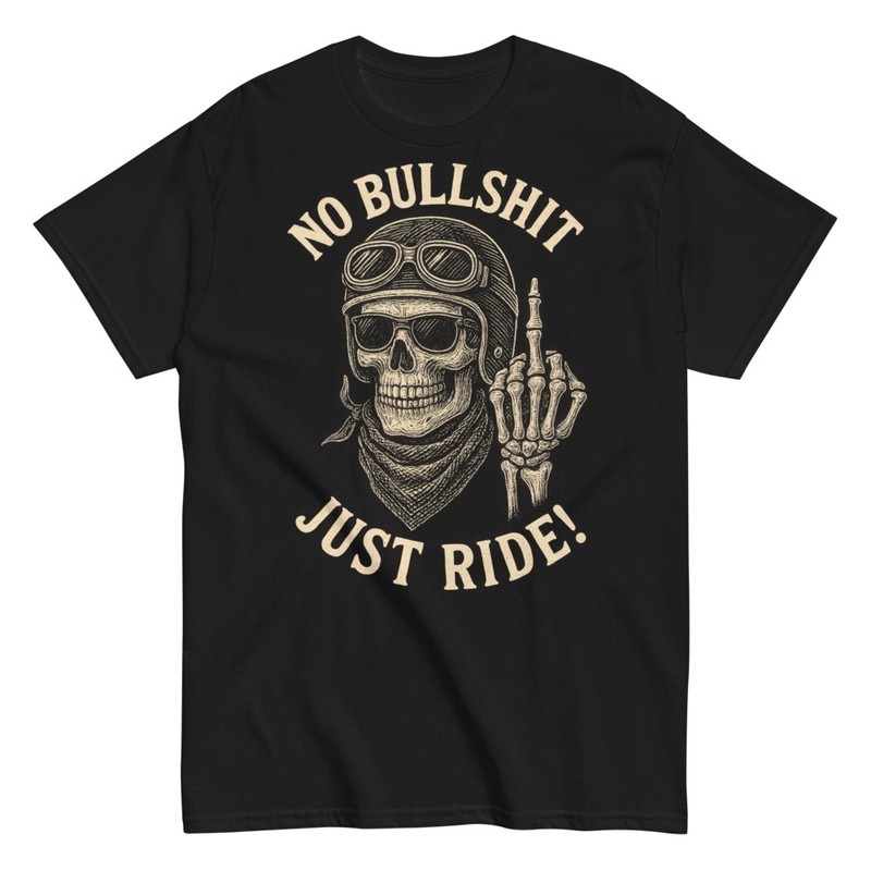 Magliette: Teschio Biker Just Ride
