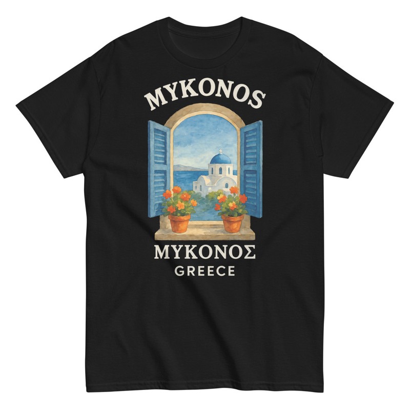 Magliette: Finestra su Mykonos Grecia