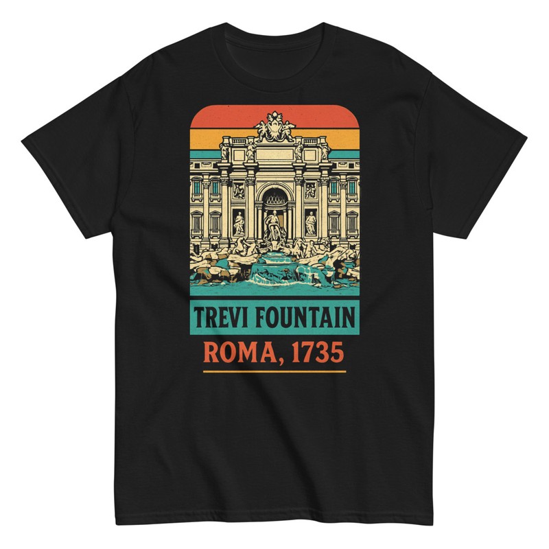 Magliette: Fontana di Trevi a Roma 1735
