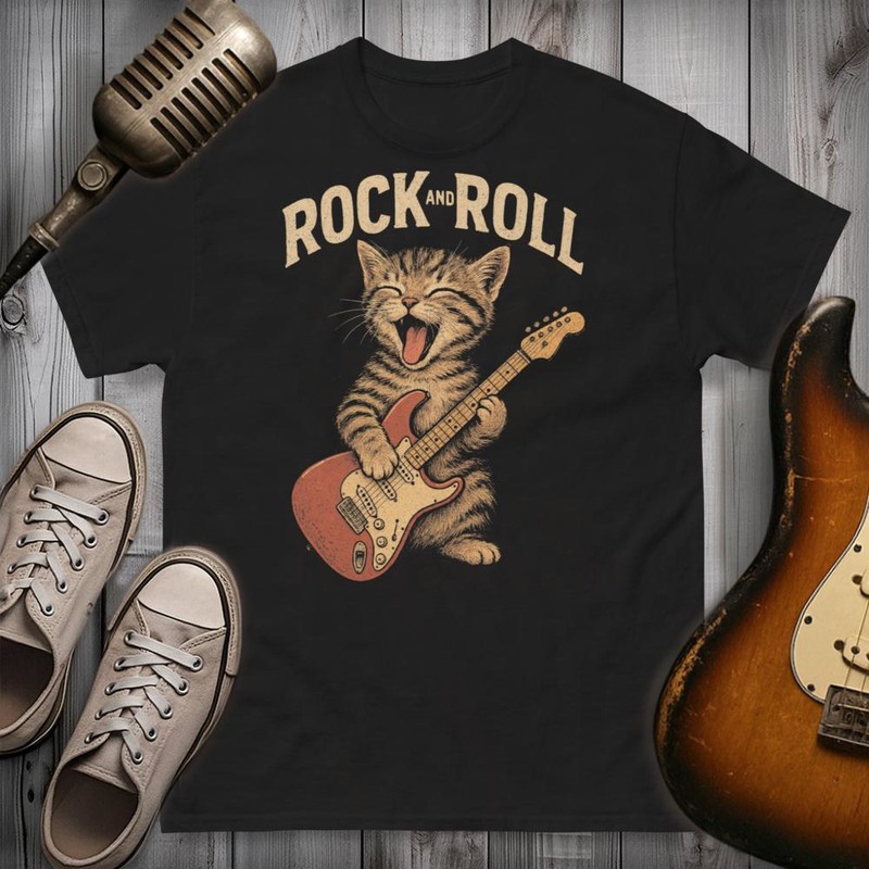Magliette: Gatto Rock and Roll Divertente