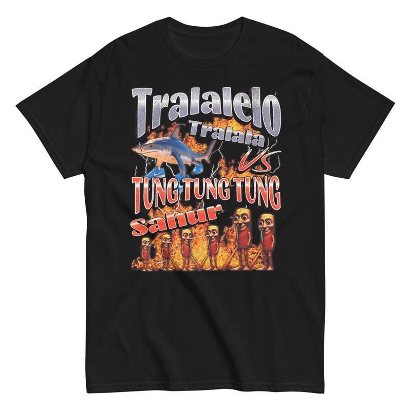 Magliette: Tralalelo Vs Tung Tung Tung Meme