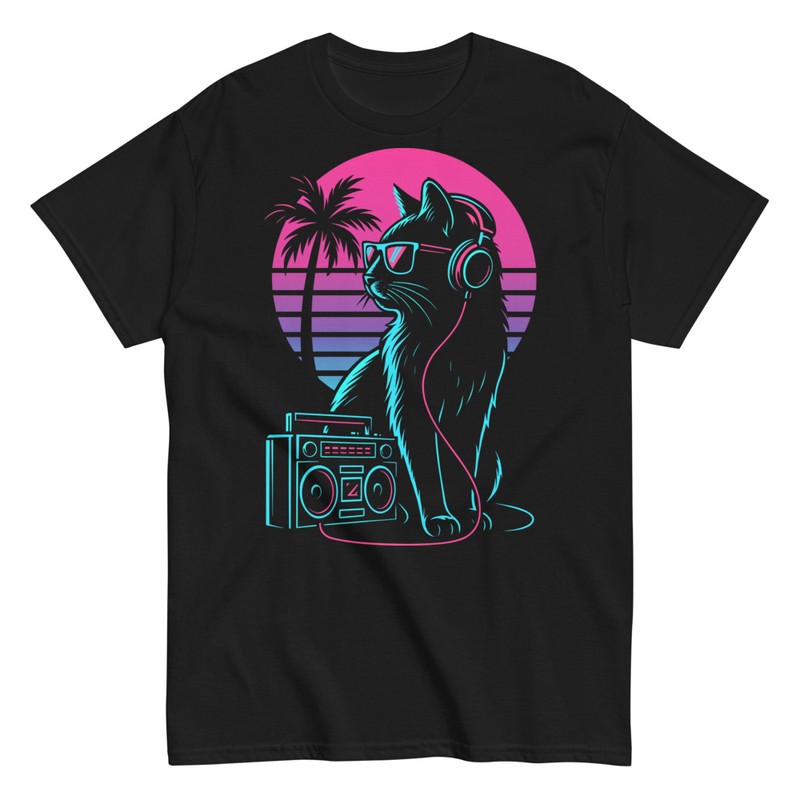 Magliette: Gatto Tramonto Vaporwave