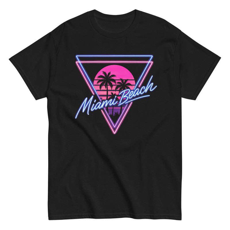 Magliette: Miami Beach Tramonto Vaporwave
