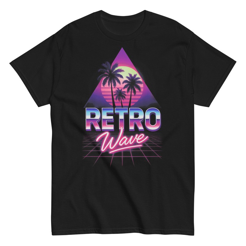Magliette: Onda Retrò Tramonto Vaporwave