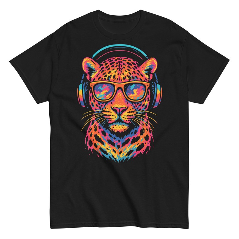 Magliette: Leopardo Cool con Cuffie