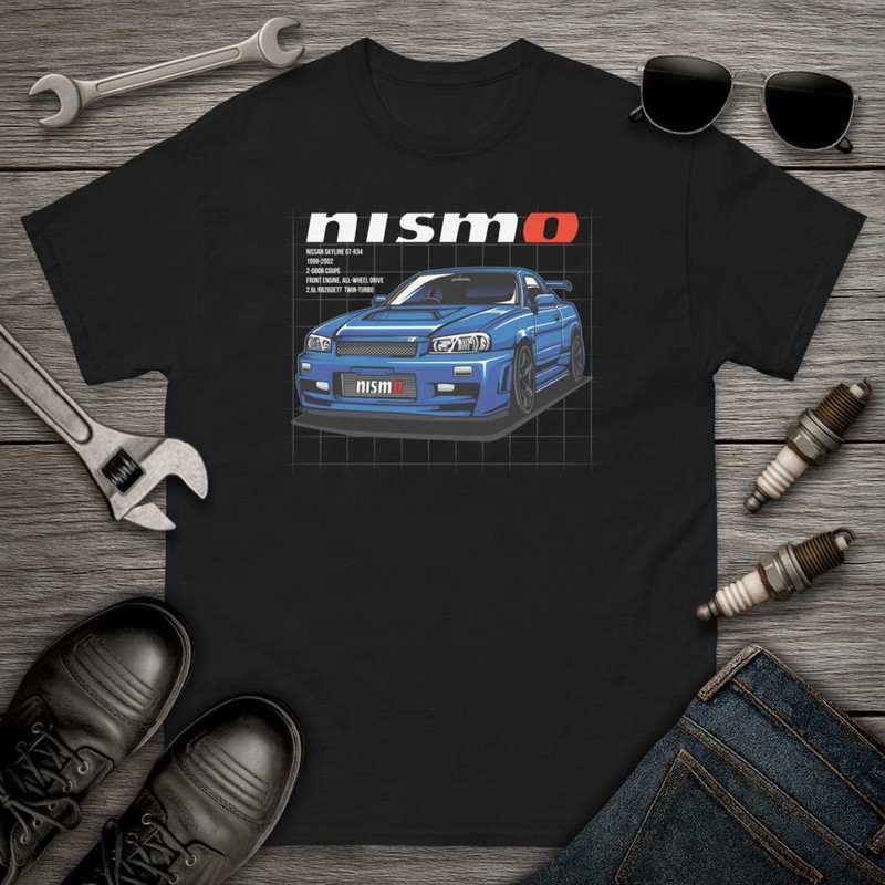 Magliette: Nissan Skyline GT-R con Testo Nismo