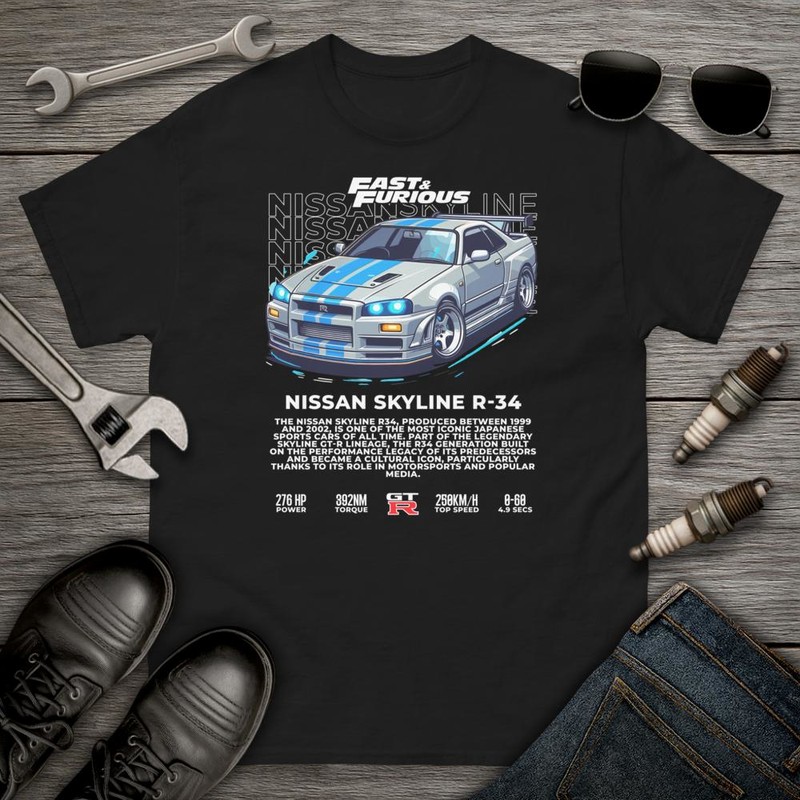 Magliette: Nissan Skyline R-34 Fast and Furious