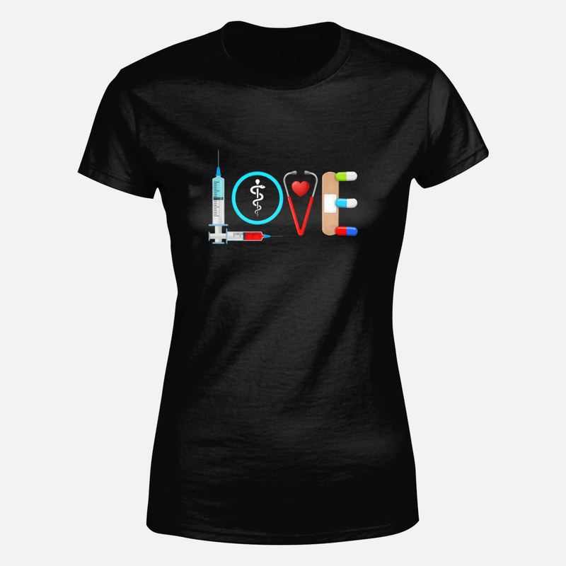 Magliette: LOVE con strumenti medici sanitario