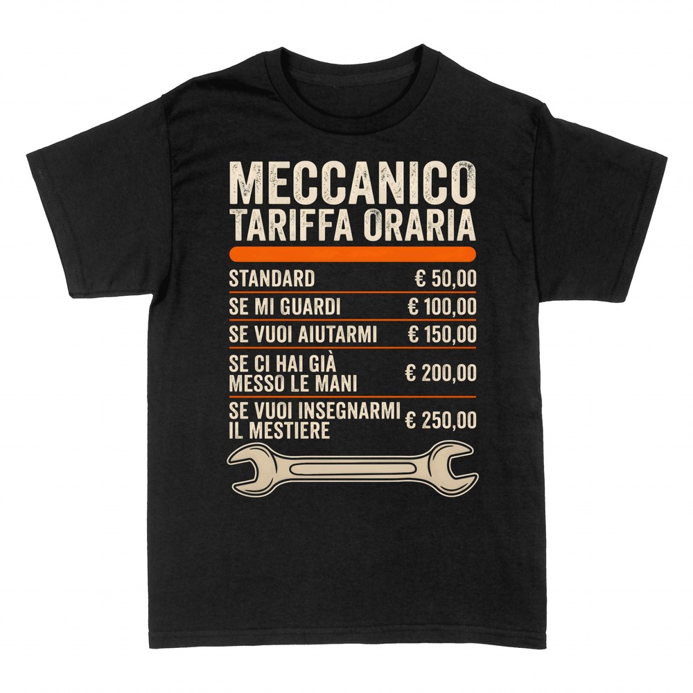 Magliette: Meccanico tariffa oraria, tariffario spiritoso