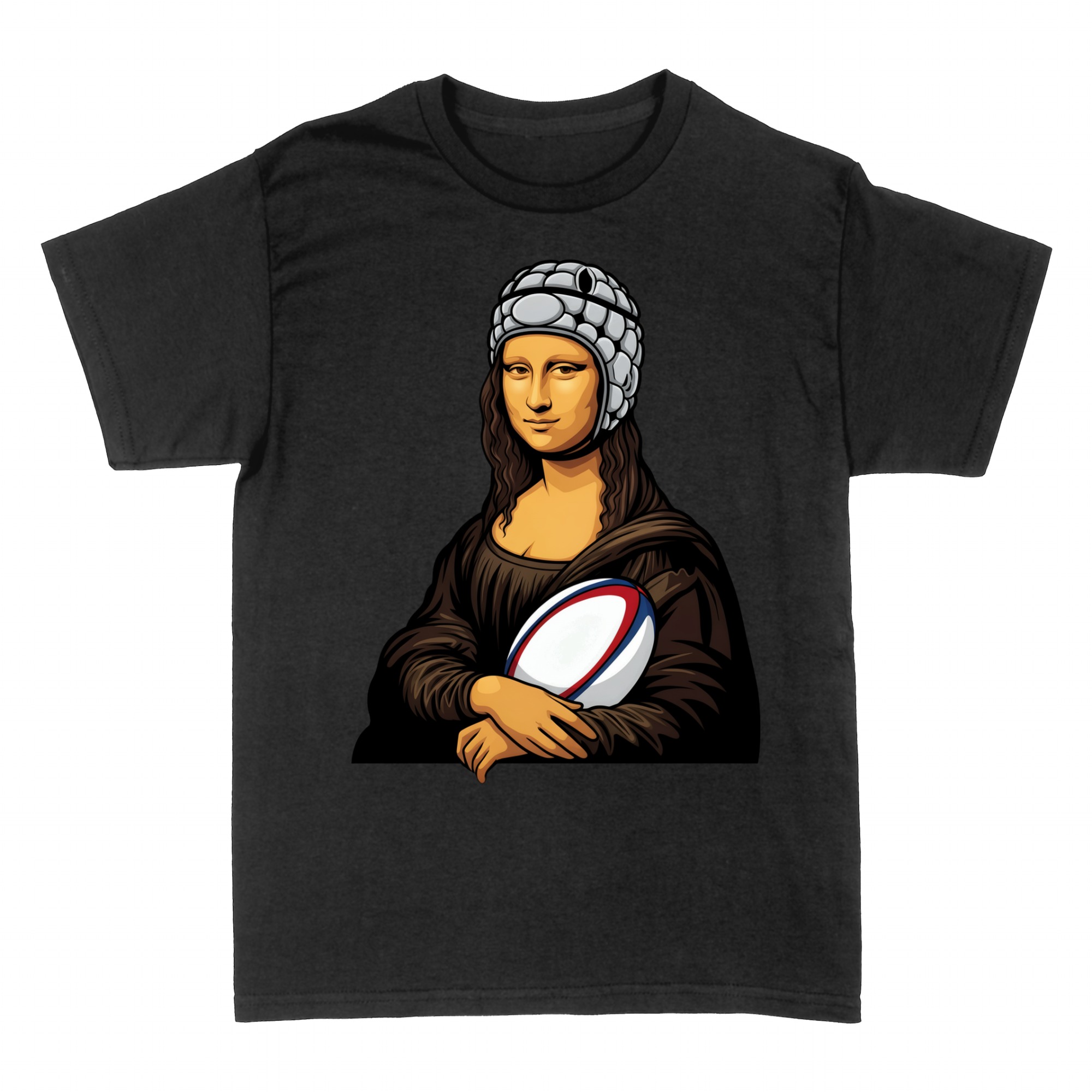 Magliette: Mona Lisa Giocatrice di Rugby Arte Divertente