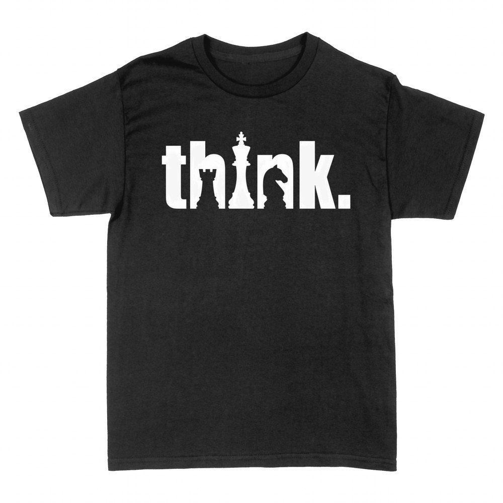 Magliette: Think scacchi con pezzi nascosti nelle lettere